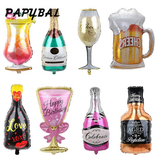 Víno sklenka láhev vína šampaňské narozeninová párty svatba rodina setkání dekorace hliníková fólie balón velmi rychle peníze zpět
