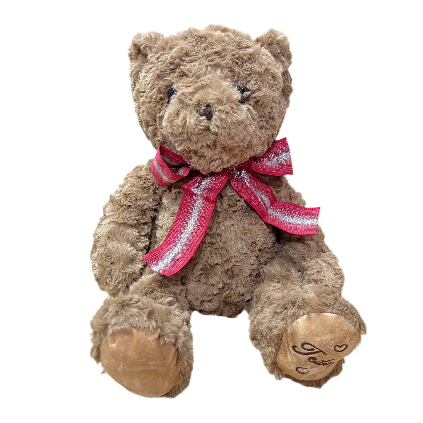 Plyšový medvídek s mašlí a srdíčky na noze 40cm