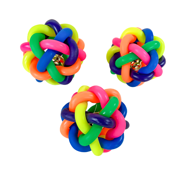 ANNAM Gumový pletený míček s rolničkou pro psy 6 cm