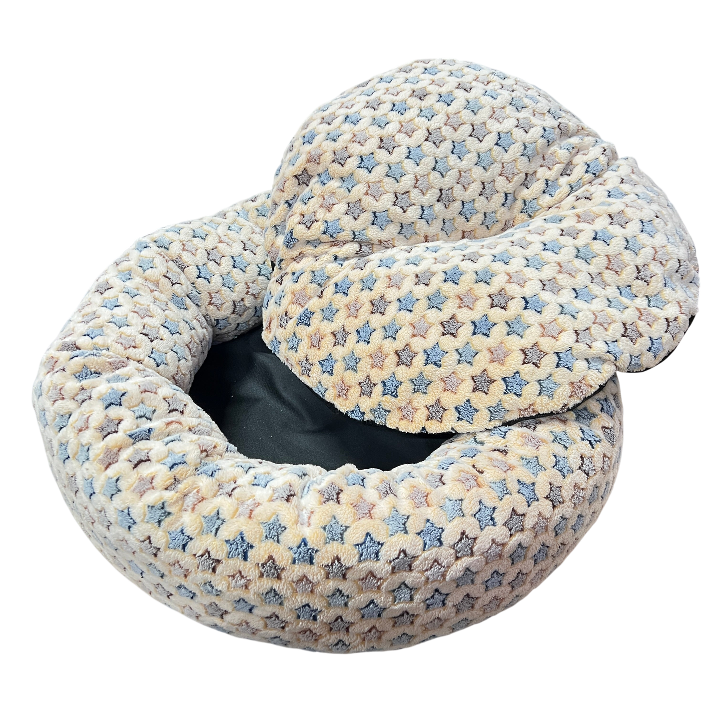 ANNAM Kulatý Chlupatý Pelíšek Béžový s Hvězdičky