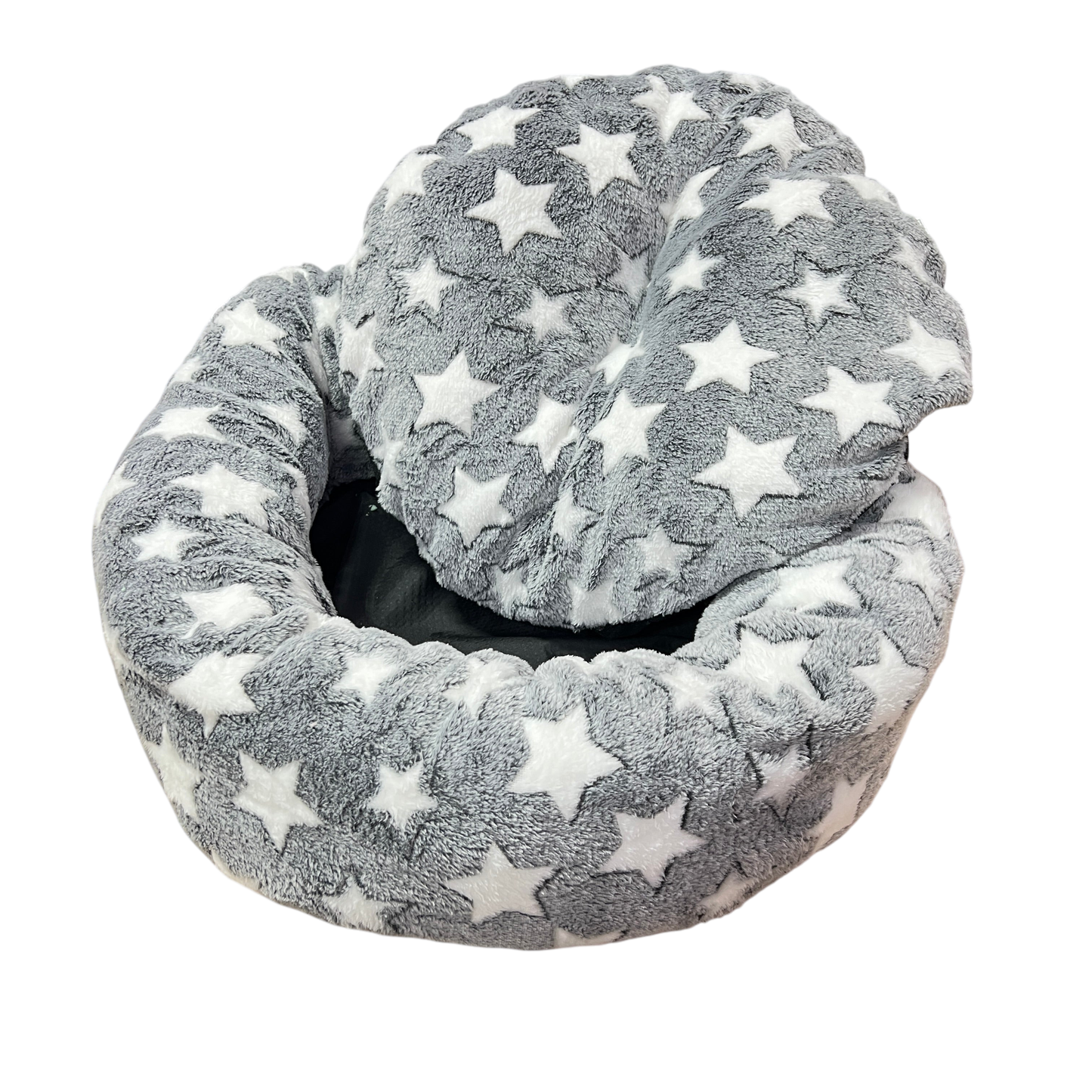 ANNAM Kulatý Chlupatý Pelíšek Tmavě Šedý Hvězdy