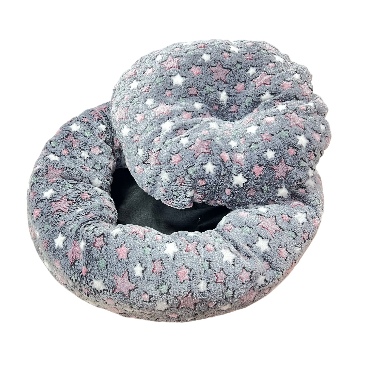 ANNAM Kulatý Chlupatý Pelíšek Tmavě Šedý Barevné Hvězdy