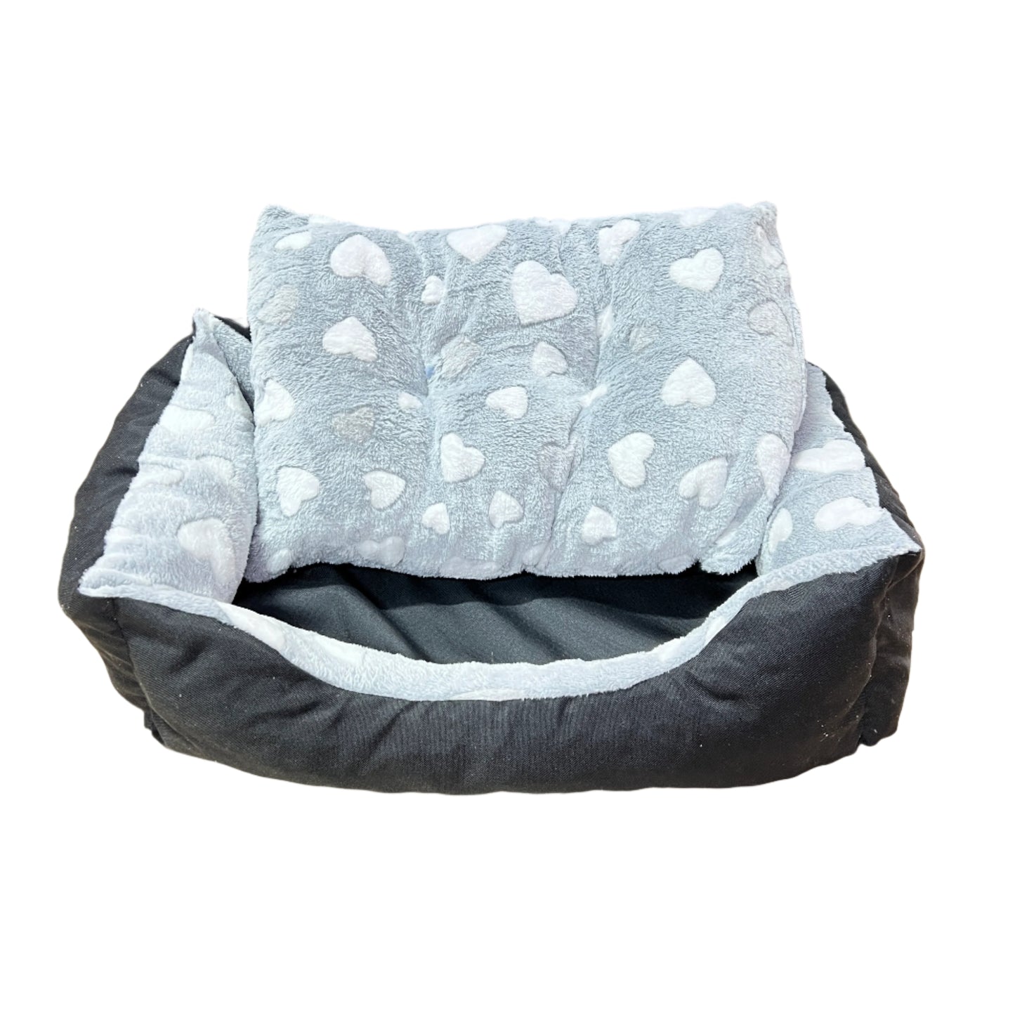 ANNAM Hranatý Chlupatý Pelíšek Světle Šedý se Srdíčky