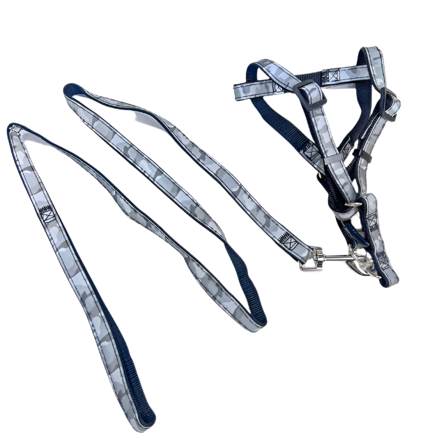 Malé reflexní vodítko s postrojem (vodítko 150 cm, obvod postroje 30-40 cm)