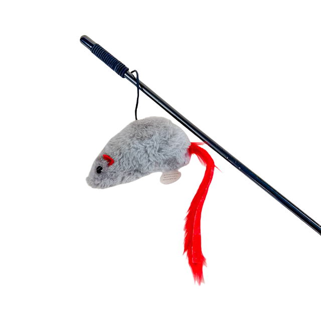 A tease with a mouse on a stick, 47cm rod, 12cm mouse