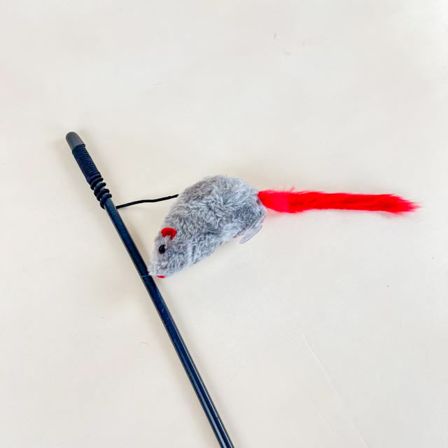 A tease with a mouse on a stick, 47cm rod, 12cm mouse