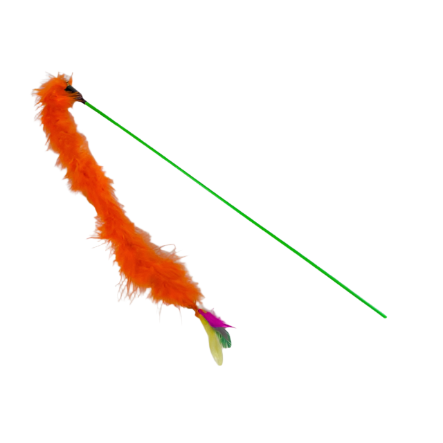 ANNAM Škádlítko pro kočky s peřím tyč 50 cm + 45 cm dlouhé peří