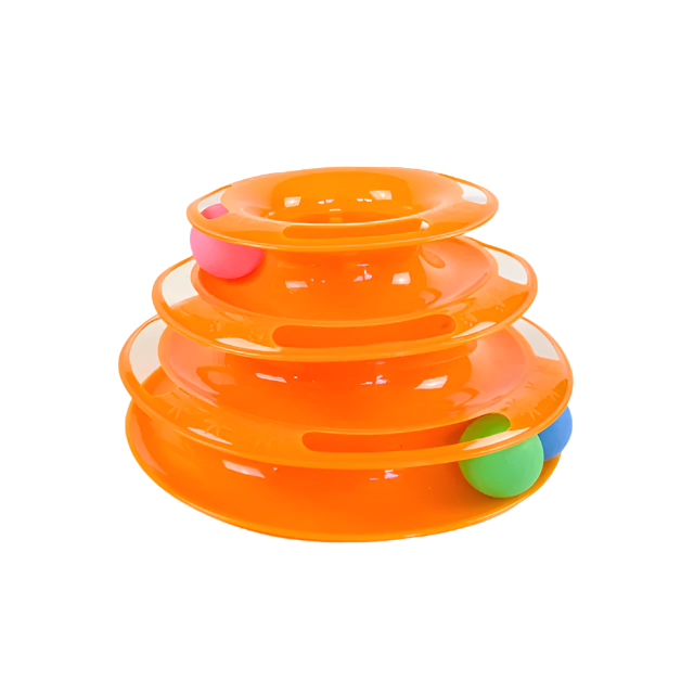 ANNAM Plastová věž pro kočky 3 patra s míčky 26 cm