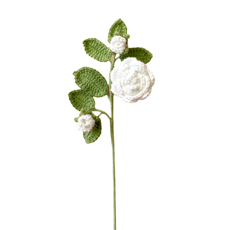 ANNAM Háčkované Květiny 1 velká a 2 malé kamélie - bílá [Dokončeno