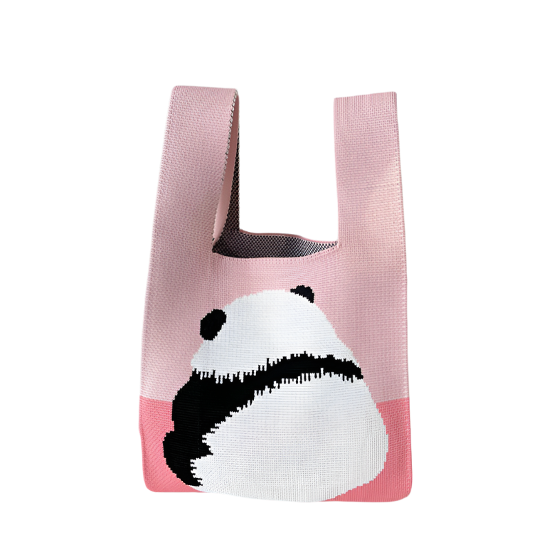Panda's Cozy Woven Tote Růžová panda