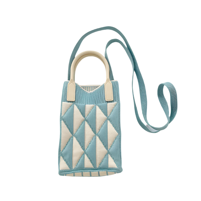 Geometric Elegance Mini Phone Purse Trojúhelník modrý