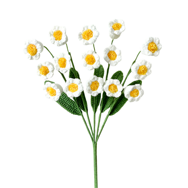 ANNAM Háčkované Květiny Vícehlavá konvalinka bílá [Hotovo