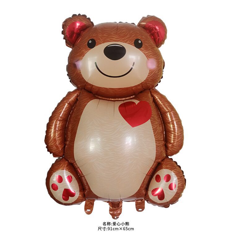 Kreslený medvěd hliníkový filmový balón Narozeniny Den svatého Valentýna fotografické rekvizity Love Bear Balloon Extrémní náhrada