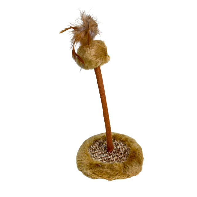 ANNAM Hračka s chlupatou koulí a peřím pro kočky 15x30 cm