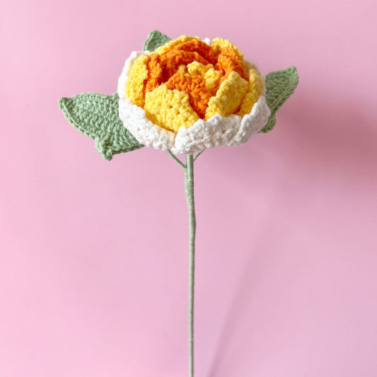 ANNAM Háčkované Květiny Pivoňka - gradientní žlutá [Hotovo