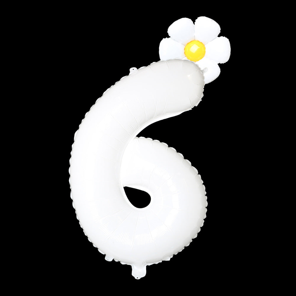 80cm/32" bílá číslice 6 se sedmikráskou