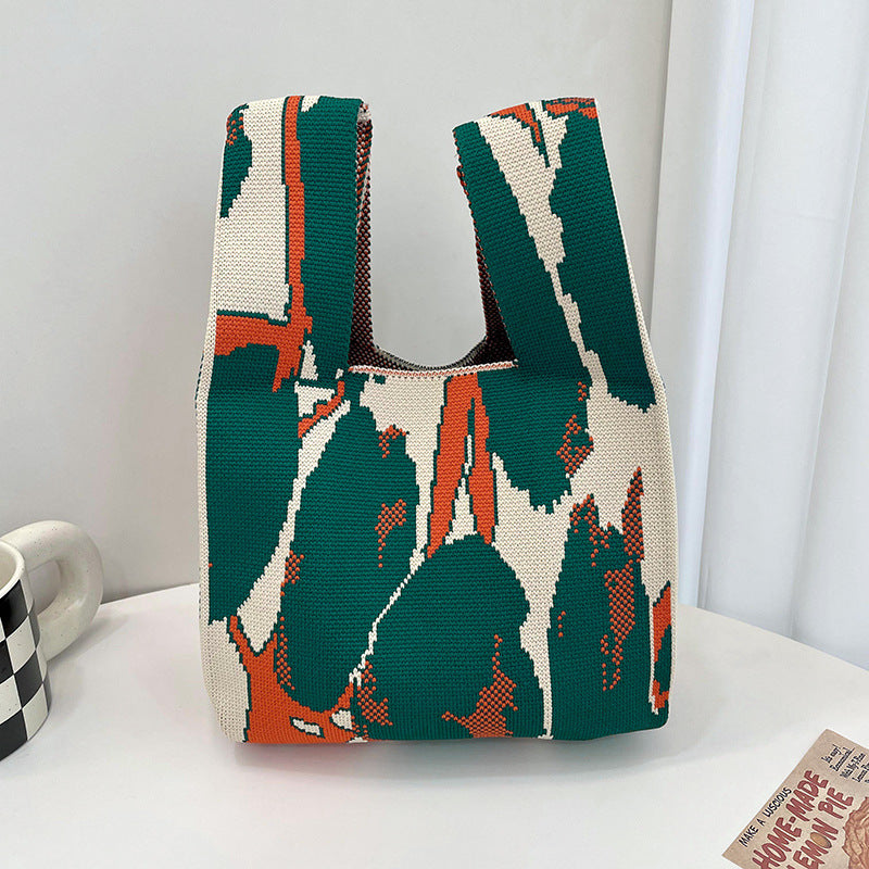 Cute Flower Power Casual Tote Tmavě zelený kamenný vzor