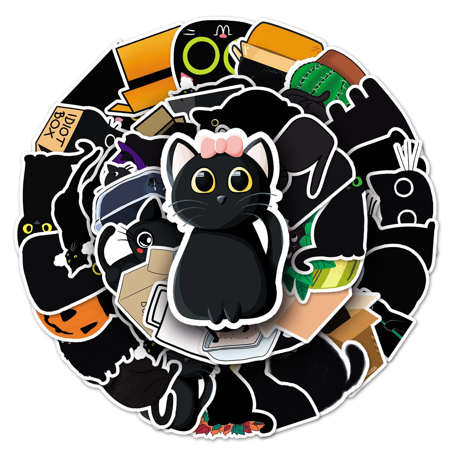 Black Cat Stickers 50pcs - 50 different stickers