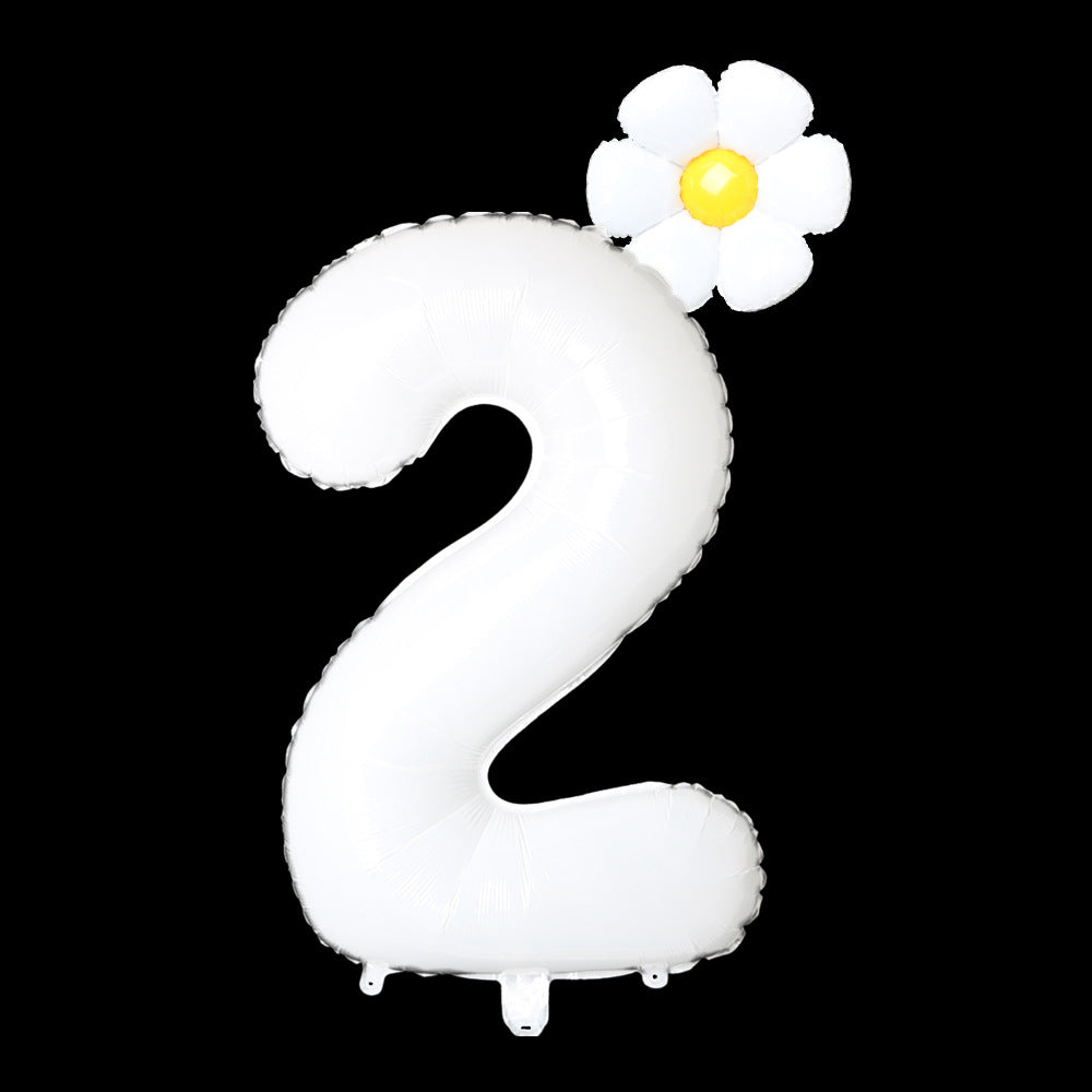 80cm/32" bílé číslo 2 plus malá sedmikráska