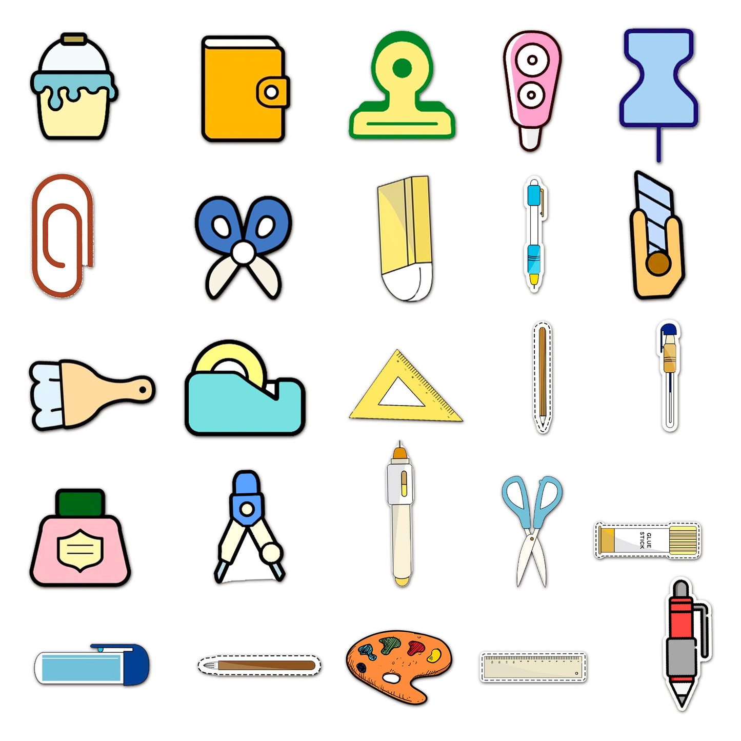 Samolepky Kancelářské potřeby 100ks - 100 odlišných samolepek