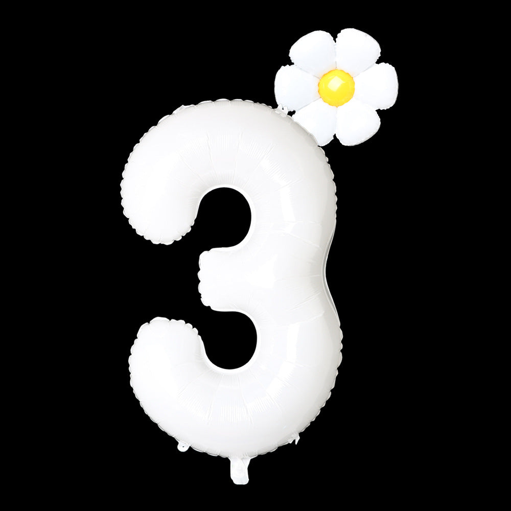 80cm/32" bílé číslo 3 plus sedmikráska