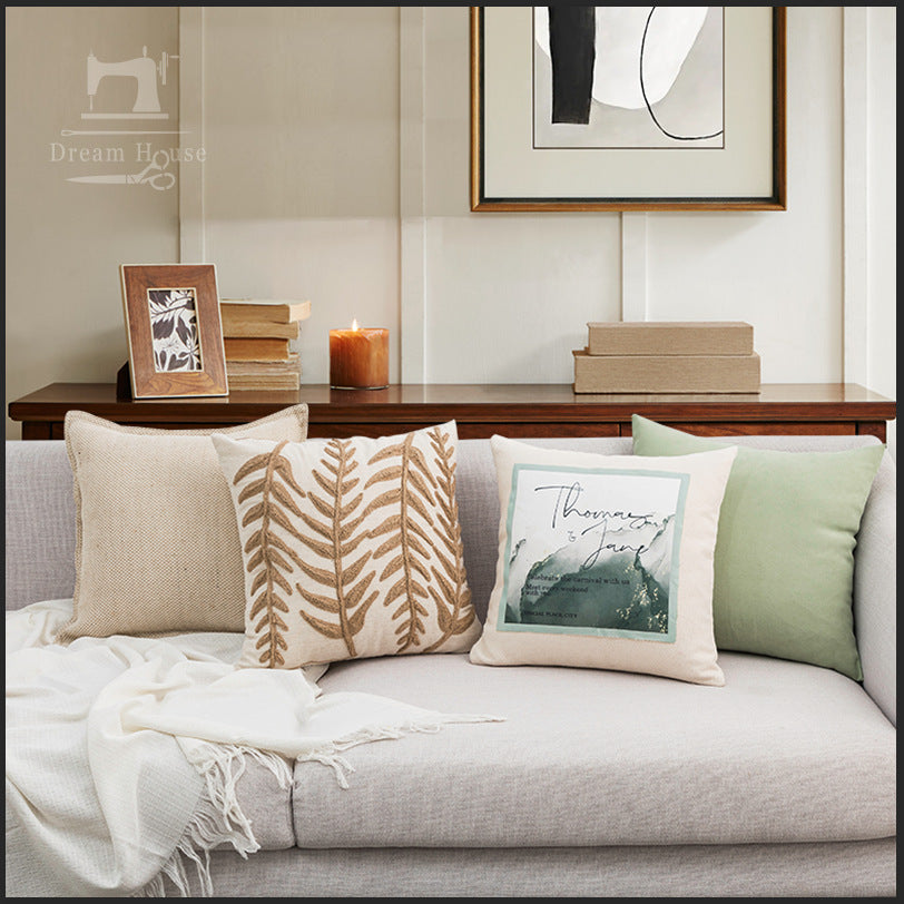 ANNAM povlak Konopný prošívaný listový pás; 45*45cm