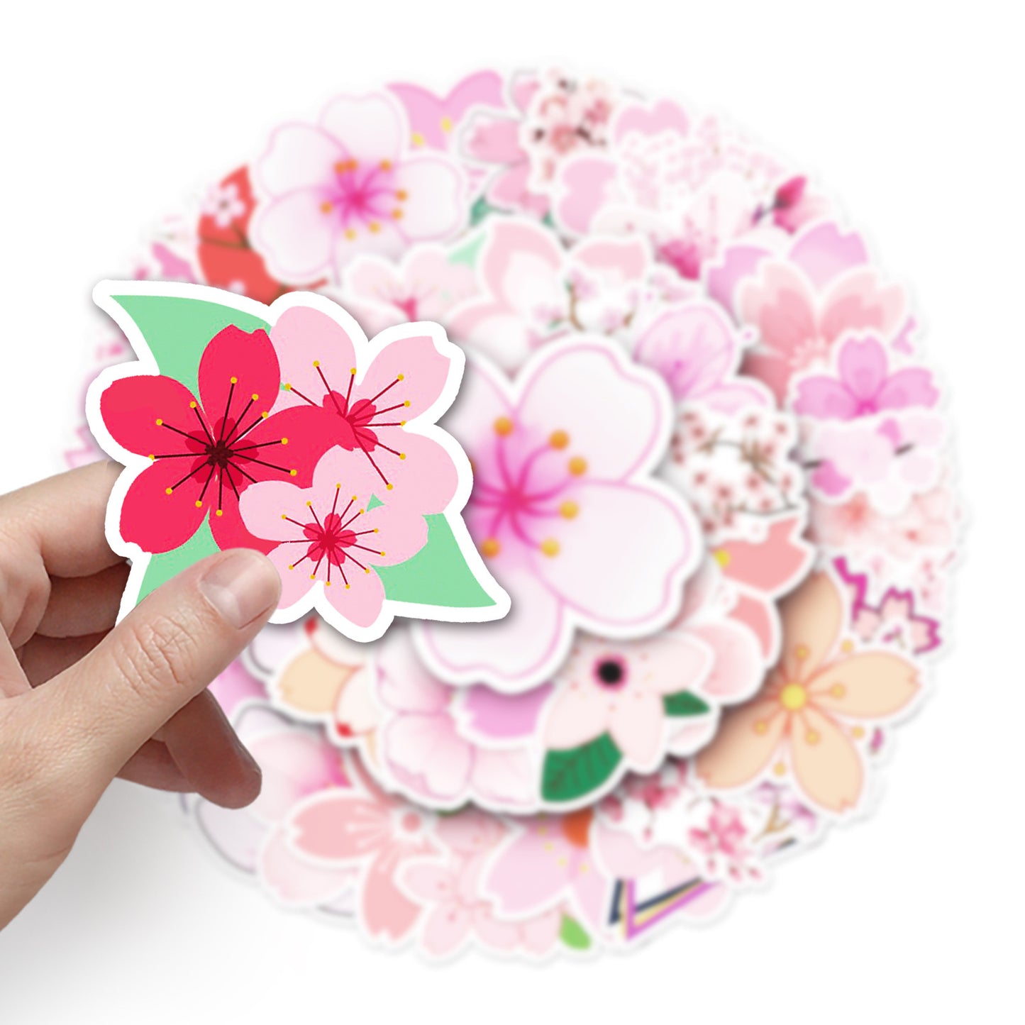 Samolepky Růžové květy Sakura 50ks - 50 odlišných samolepek