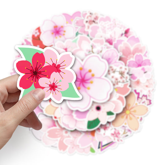 Samolepky Růžové květy Sakura 50ks - 50 odlišných samolepek