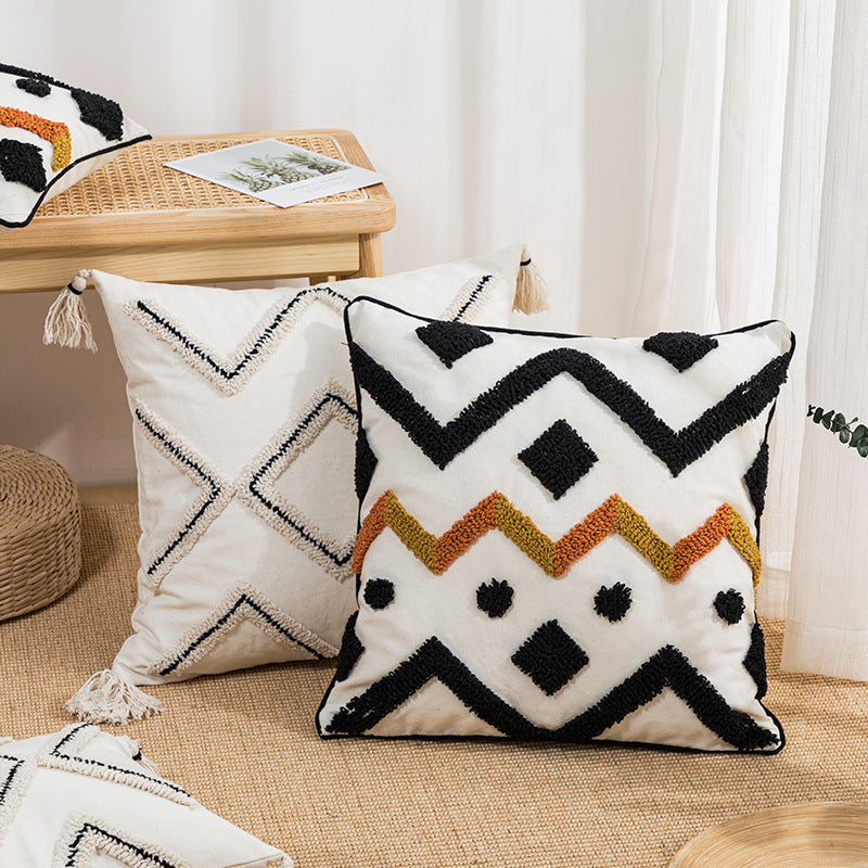 ANNAM povlak Bílá s kosočtvercem- samet 30*50cm