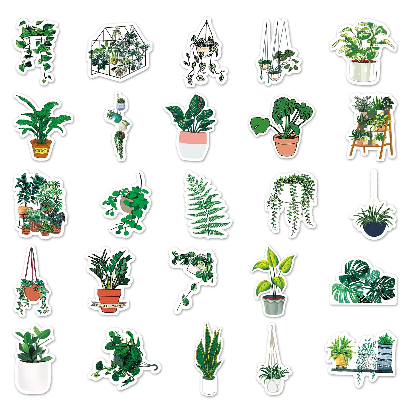 Room Plants Stickers 100pcs - 100 different stickers