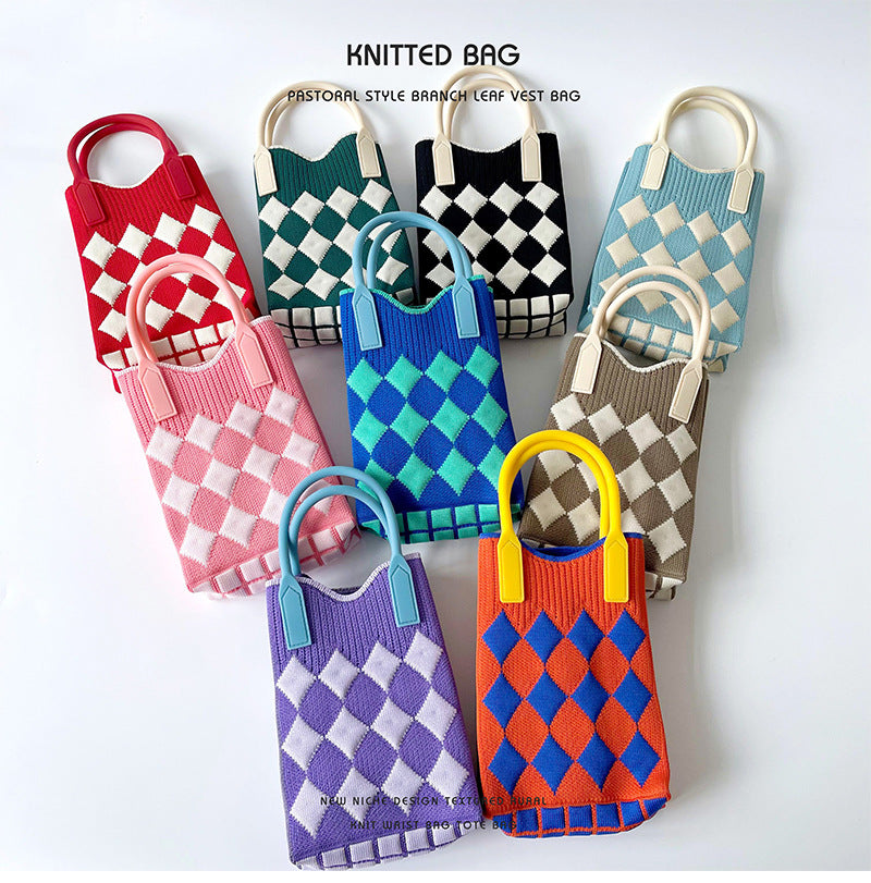 Mini Crossbody Marvel Knit Bag Khaki čtverec