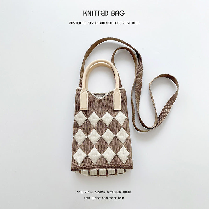 Mini Crossbody Marvel Knit Bag Khaki diamant