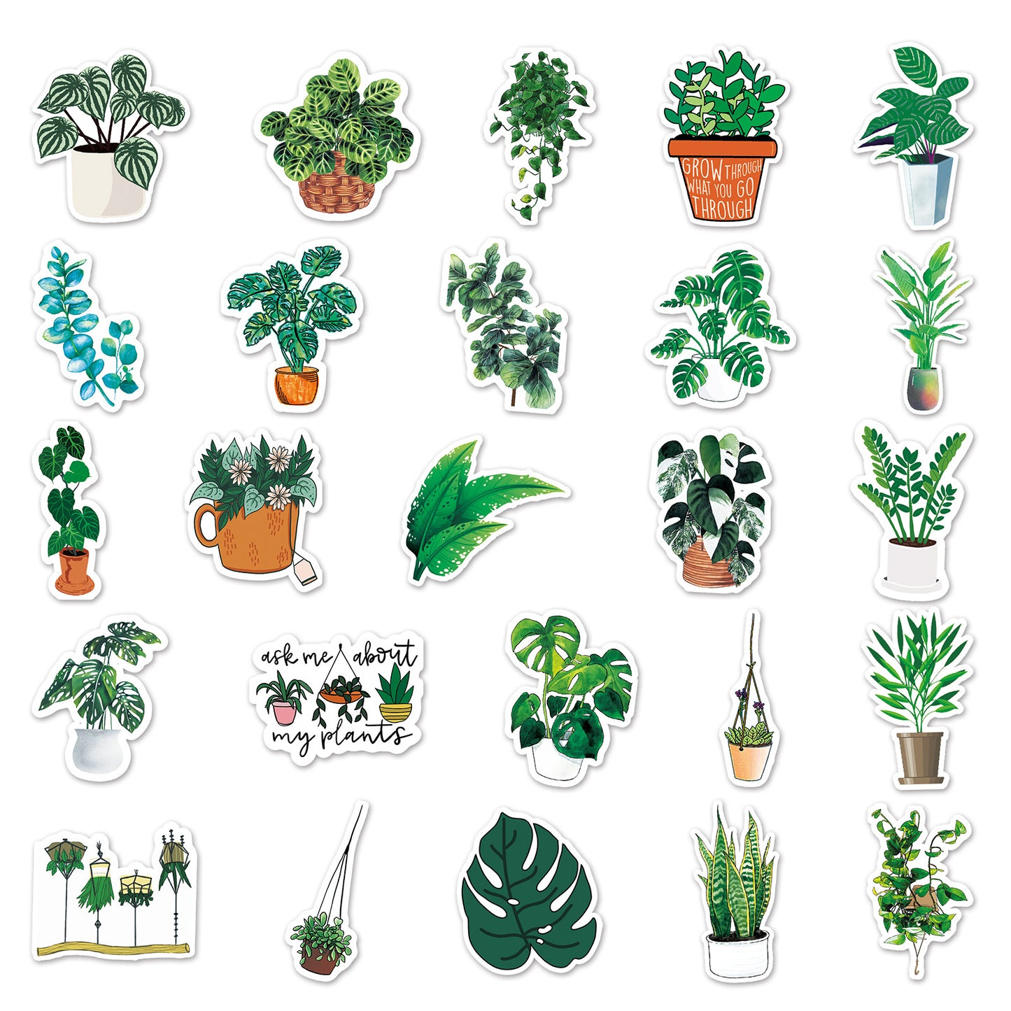Room Plants Stickers 100pcs - 100 different stickers