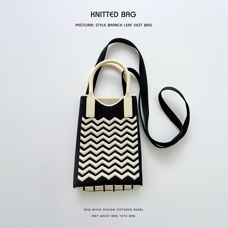 Mini Crossbody Marvel Knit Bag Černá vlna