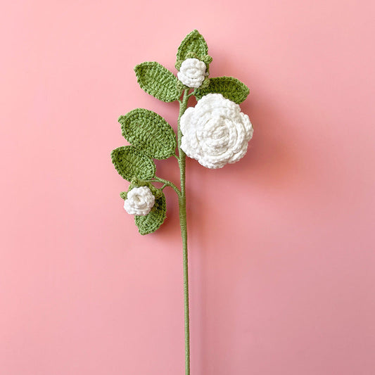 ANNAM Háčkované Květiny 1 velká a 2 malé kamélie - bílá [Dokončeno