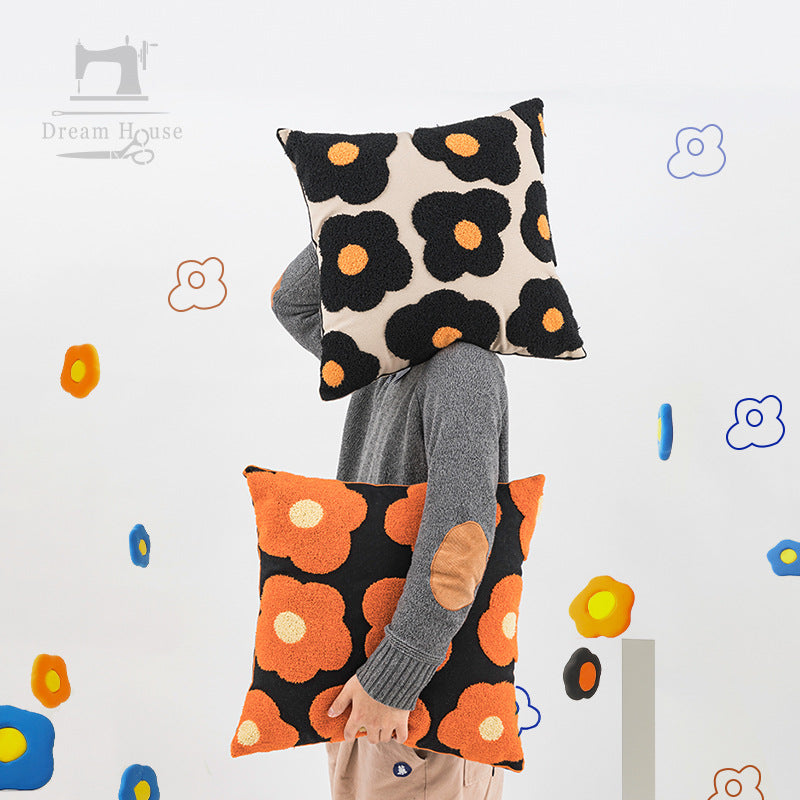 ANNAM povlak Černobílé kytky 45*45cm