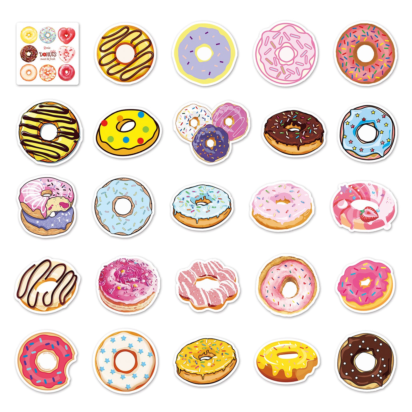 Samolepky Donut 50ks - 50 odlišných samolepek