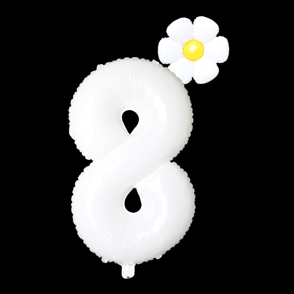 80cm/32" bílé číslo 8 plus malá sedmikráska