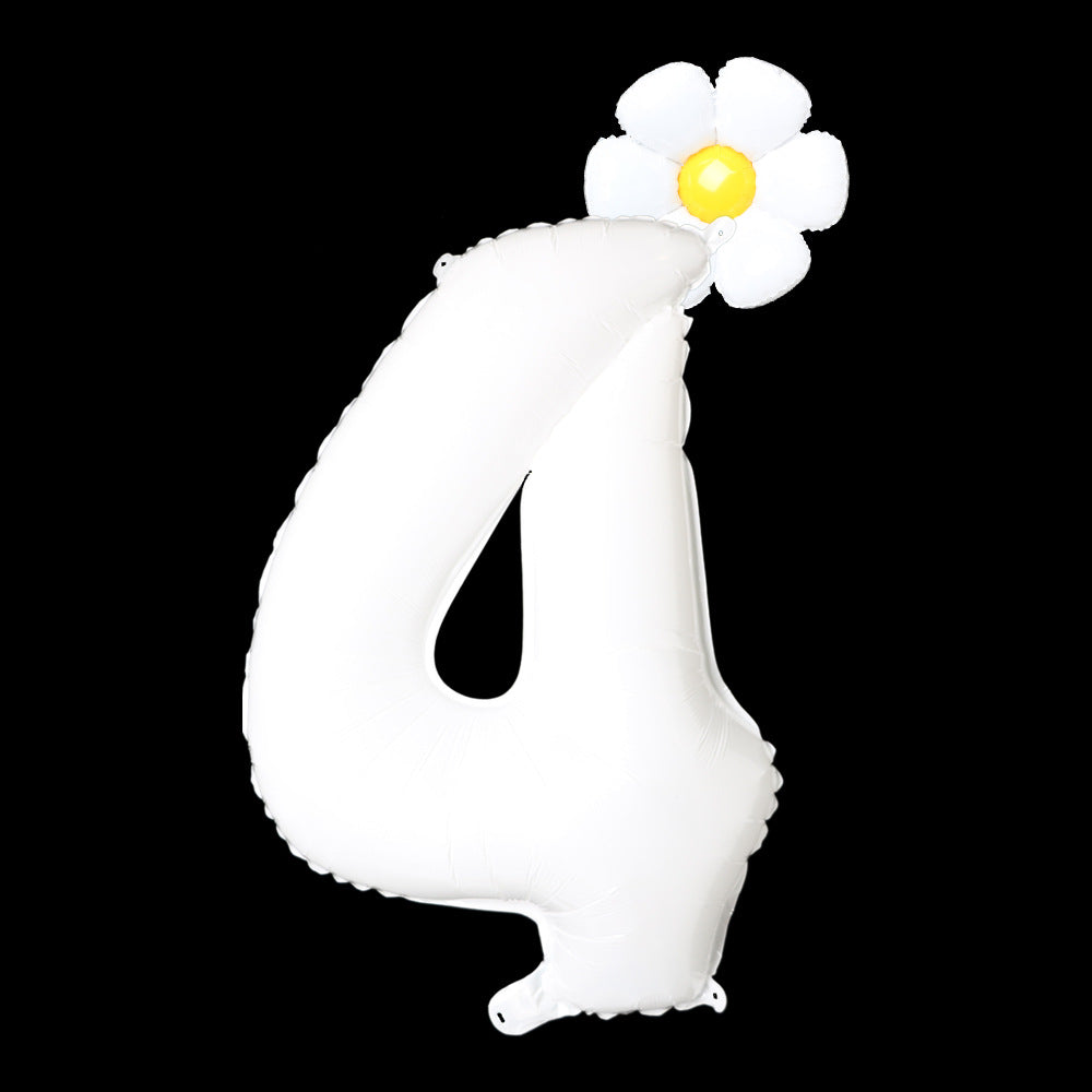 80cm/32" bílé číslo 4 plus kopretina