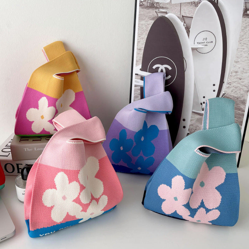 Cute Flower Power Casual Tote Tmavě zelený kamenný vzor