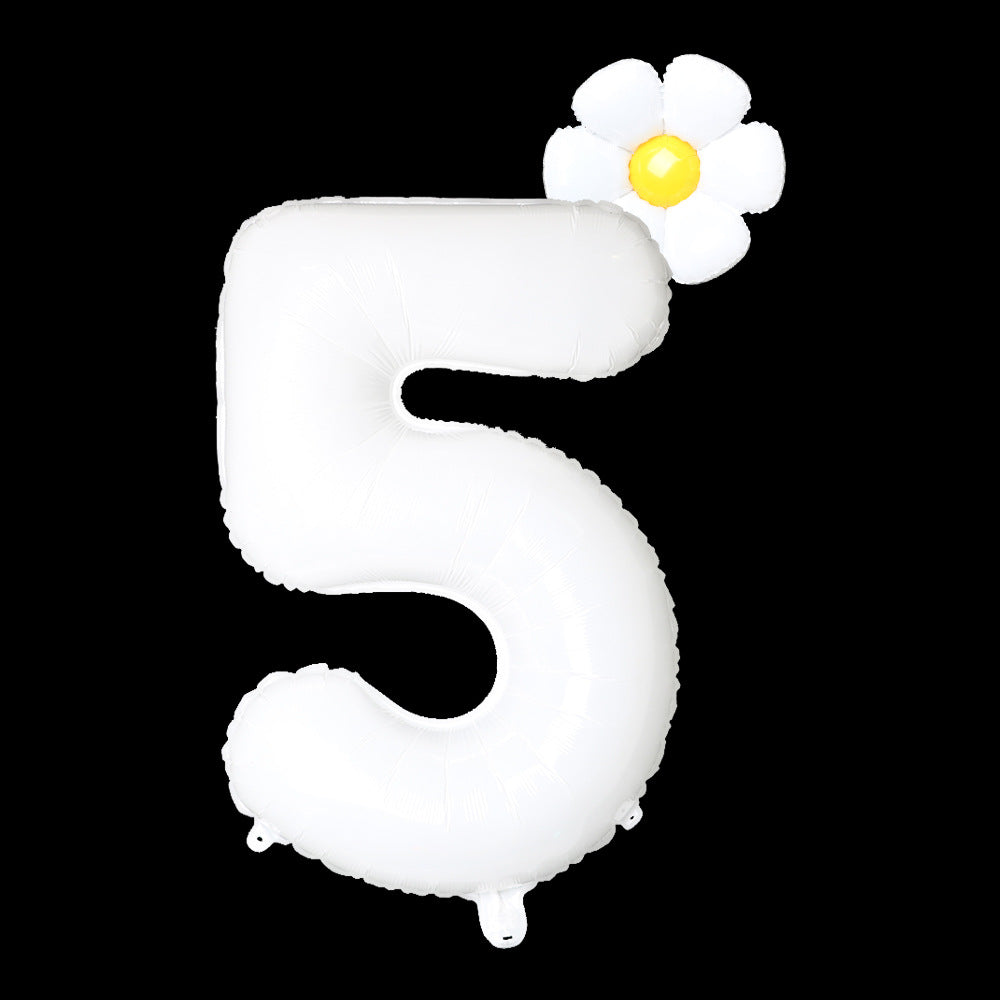 80cm/32" bílé číslo 5 plus sedmikrásky