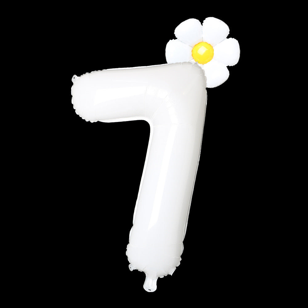 80cm/32" bílé číslo 7 plus sedmikrásky