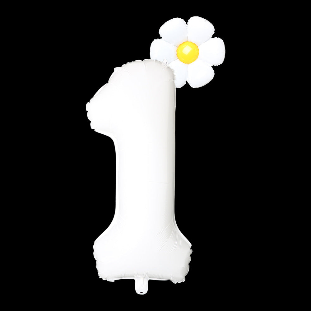 80cm/32" bílé číslo 1 plus malá kopretina