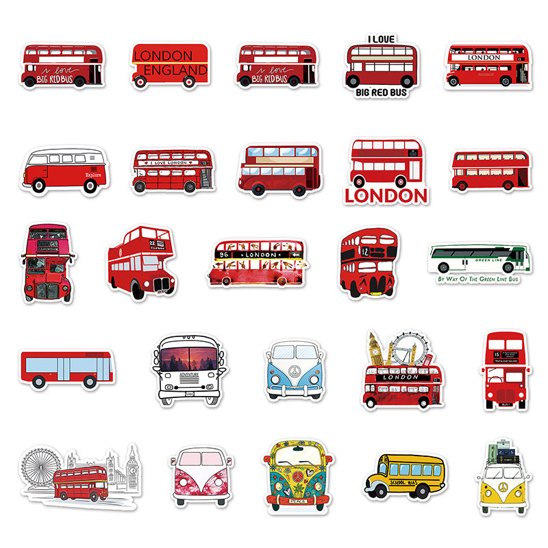 Bus Stickers 50pcs - 50 different stickers