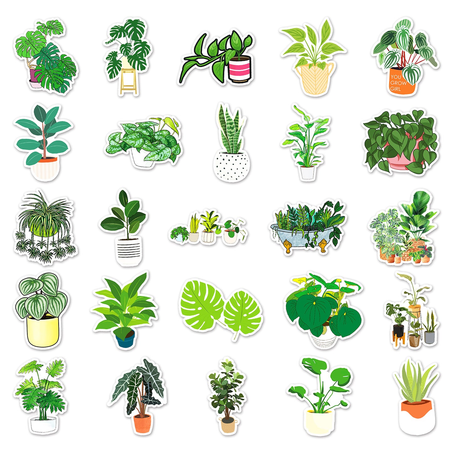 Room Plants Stickers 100pcs - 100 different stickers