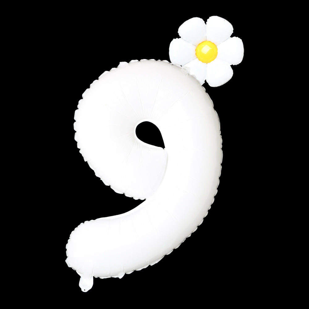 80cm/32" bílá čísla 9 plus sedmikrásky