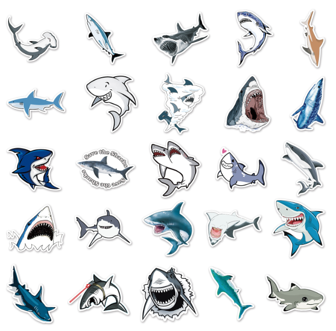 Samolepky Žralok 50ks - 50 odlišných samolepek