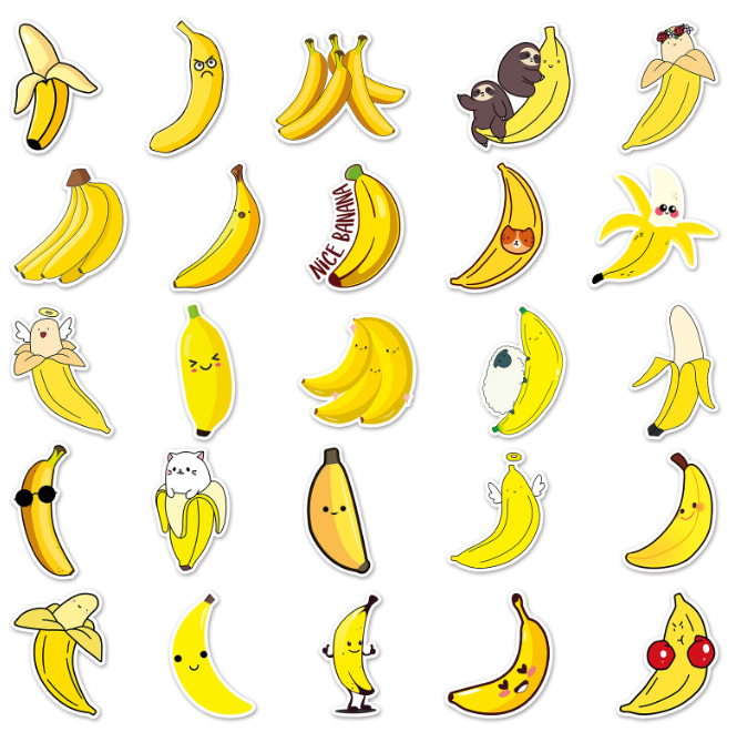 Samolepky Banán 50ks - 50 odlišných samolepek