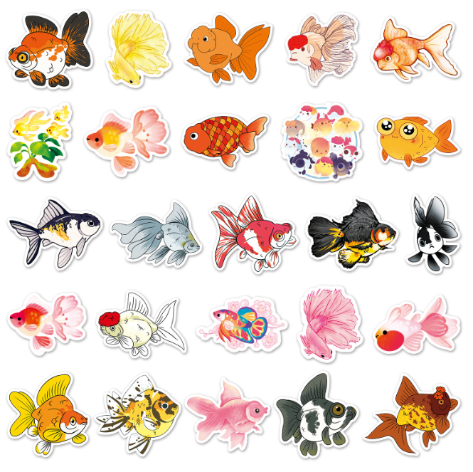 Stickers fish 50pcs - 50 different stickers