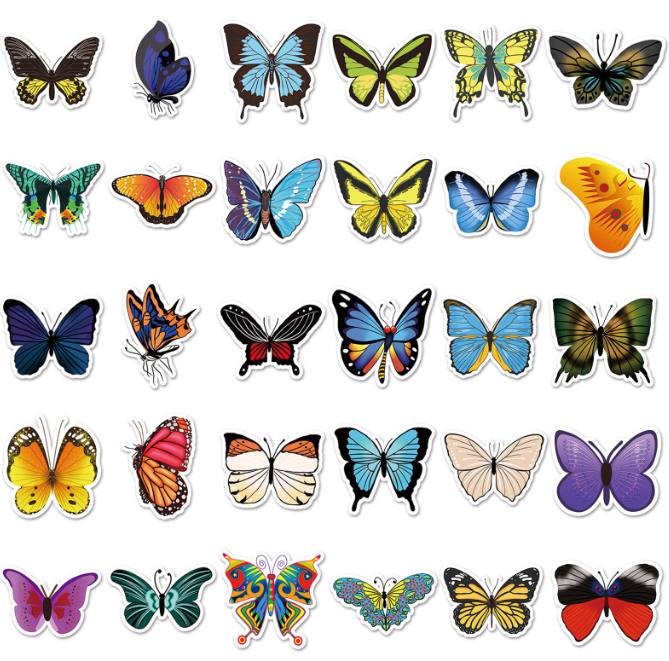 Samolepky Motýly 50ks - 50 odlišných samolepek
